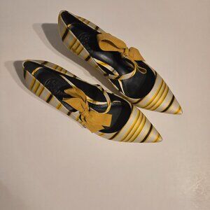 Tory Burch Satin Striped Pumps Size 9.5
